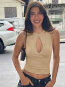 Zoey | Keyhole Tank Top – Sleeveless Cropped Casual Summer Shirt