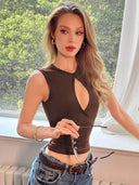 Zoey | Keyhole Tank Top – Sleeveless Cropped Casual Summer Shirt