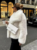 Zosia | Plush Winter Coat – Oversized Shawl Collar Long Sleeve Open Front
