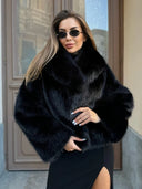 Zosia | Plush Winter Coat – Oversized Shawl Collar Long Sleeve Open Front