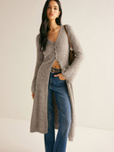 Zuri | Longline Knit Cardigan – Casual V Neck Button Front Long Sleeve