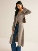 Zuri | Longline Knit Cardigan – Casual V Neck Button Front Long Sleeve