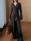 Zuri | Longline Knit Cardigan – Casual V Neck Button Front Long Sleeve